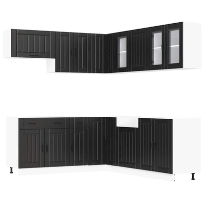 vidaXL 11-tlg. Küchenschrank-Set Lucca Schwarz Holzwerkstoff