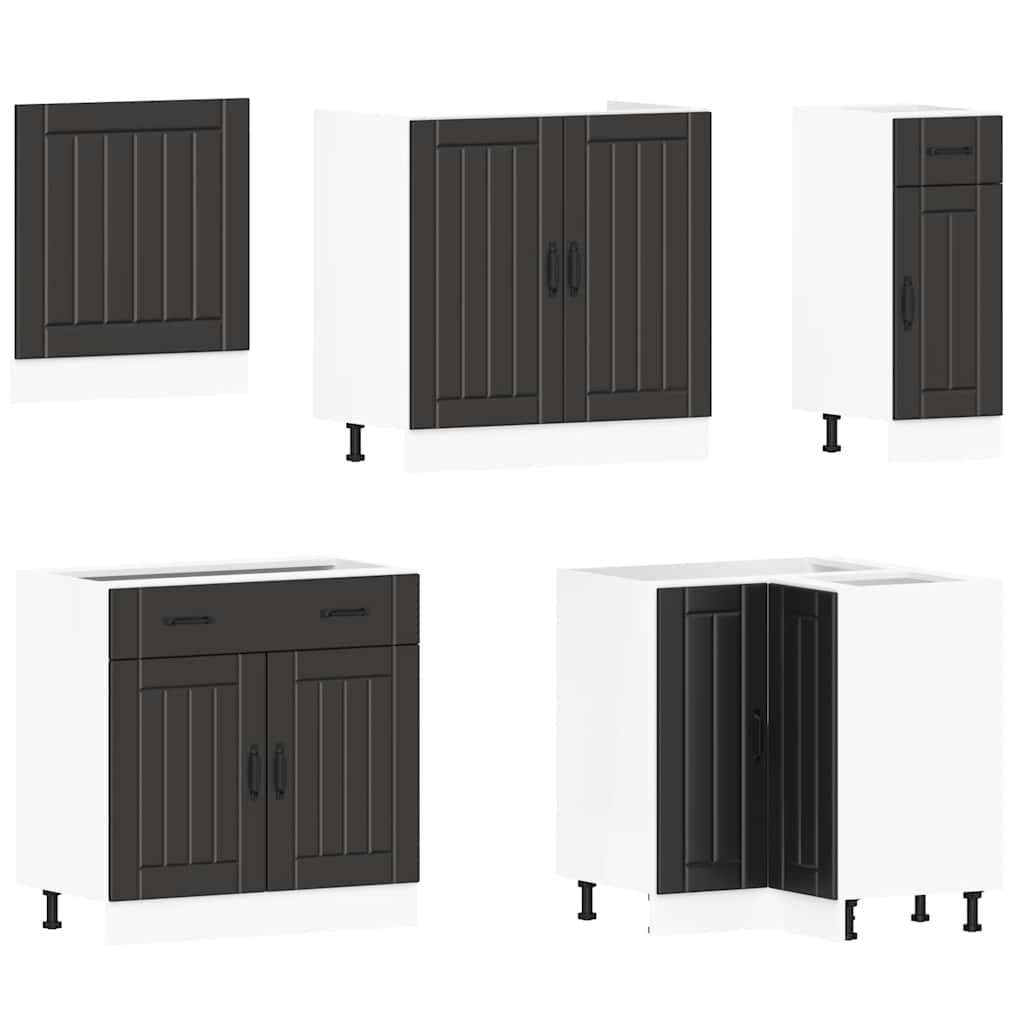 vidaXL 11-tlg. Küchenschrank-Set Lucca Schwarz Holzwerkstoff