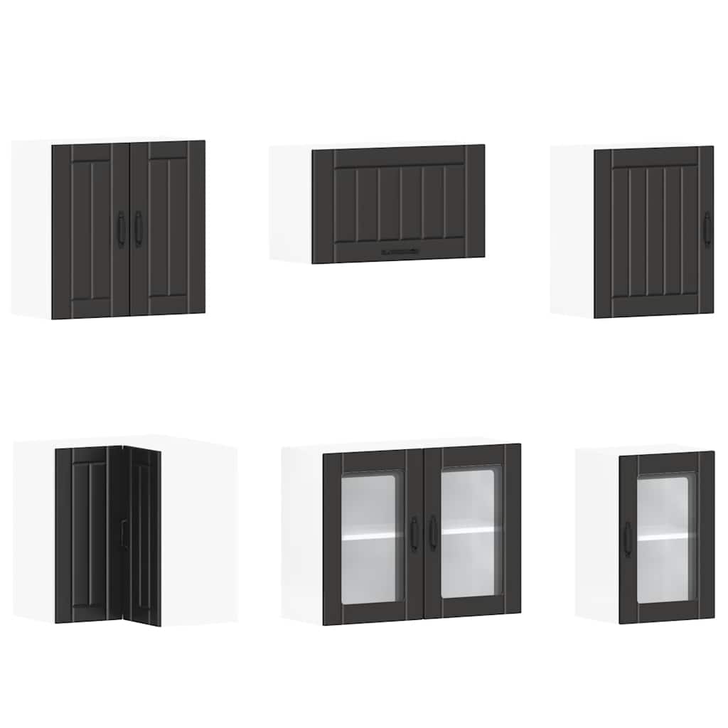 vidaXL 11-tlg. Küchenschrank-Set Lucca Schwarz Holzwerkstoff