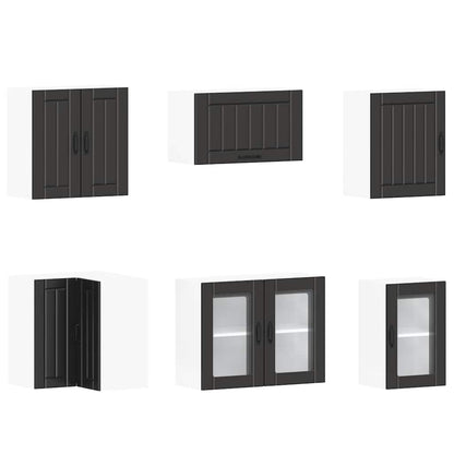 vidaXL 11-tlg. Küchenschrank-Set Lucca Schwarz Holzwerkstoff