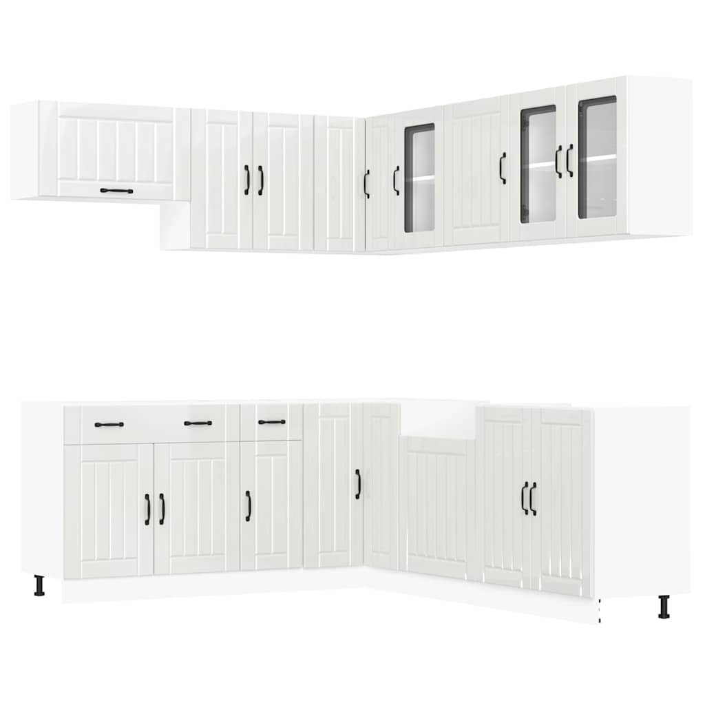 vidaXL Ensemble de 11 meubles de cuisine Lucca Blanc brillant Bois d'ingénierie