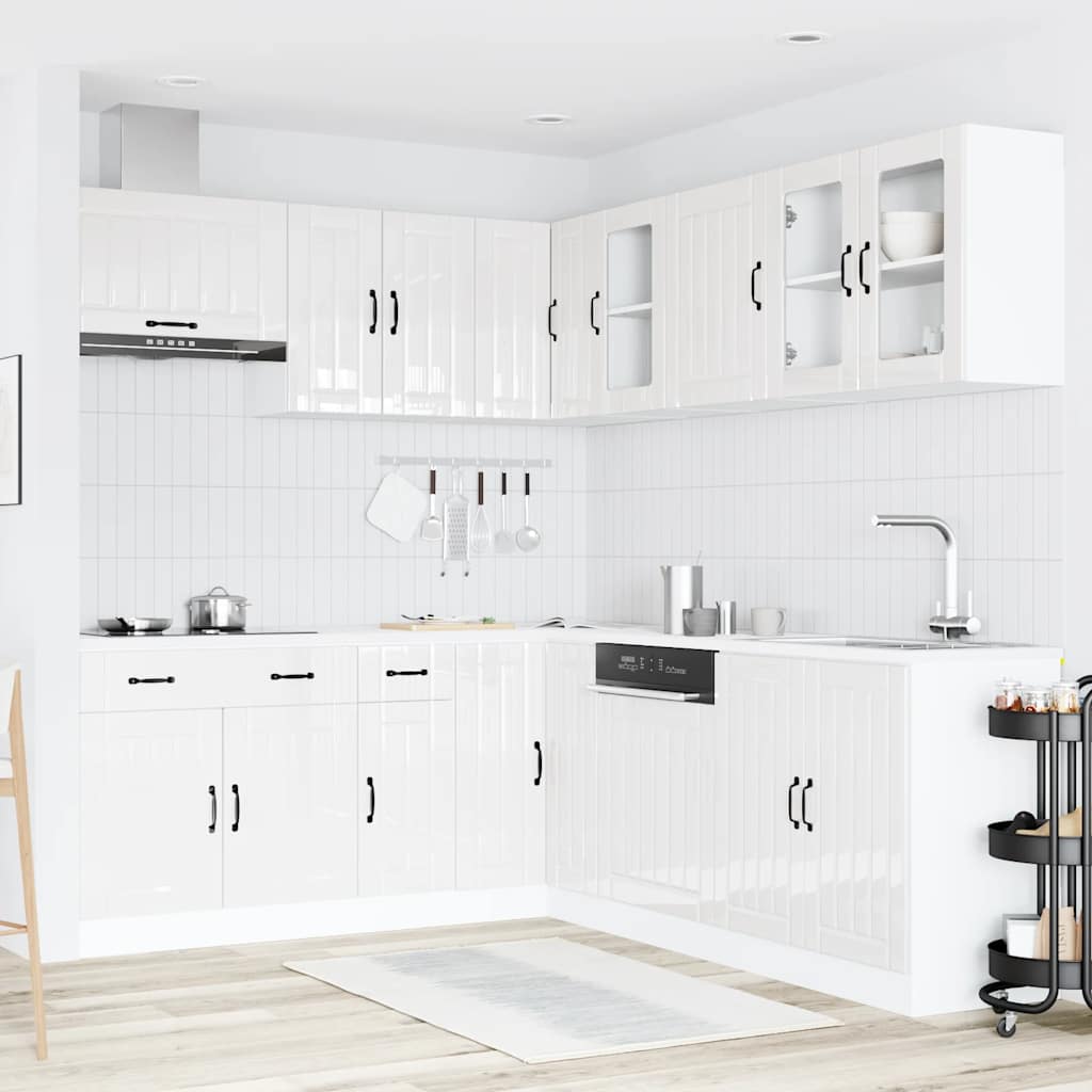 vidaXL Ensemble de 11 meubles de cuisine Lucca Blanc brillant Bois d'ingénierie