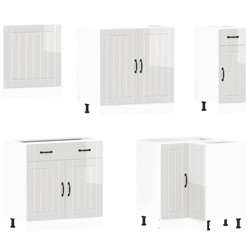 vidaXL Ensemble de 11 meubles de cuisine Lucca Blanc brillant Bois d'ingénierie