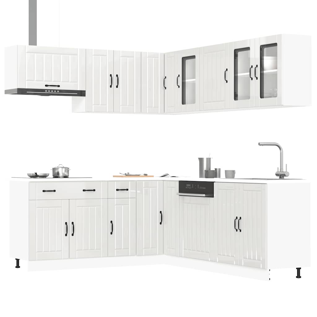 vidaXL Ensemble de 11 meubles de cuisine Lucca Blanc brillant Bois d'ingénierie