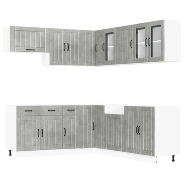 vidaXL 11-tlg. Küchenschrank-Set Lucca Betongrau Holzwerkstoff