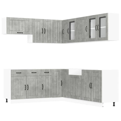 vidaXL 11-tlg. Küchenschrank-Set Lucca Betongrau Holzwerkstoff