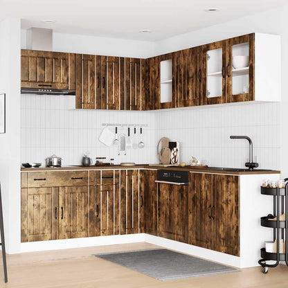 vidaXL 11-tlg. Küchenschrank-Set Lucca Räuchereiche Holzwerkstoff