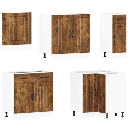 vidaXL 11-tlg. Küchenschrank-Set Lucca Räuchereiche Holzwerkstoff