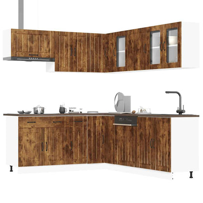 vidaXL 11-tlg. Küchenschrank-Set Lucca Räuchereiche Holzwerkstoff