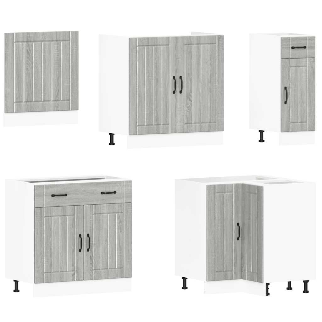 vidaXL 11-tlg. Küchenschrank-Set Lucca Grau Sonoma Holzwerkstoff