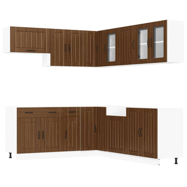 vidaXL Ensemble de 11 meubles de cuisine Lucca Aspect chêne marron Bois d'ingénierie
