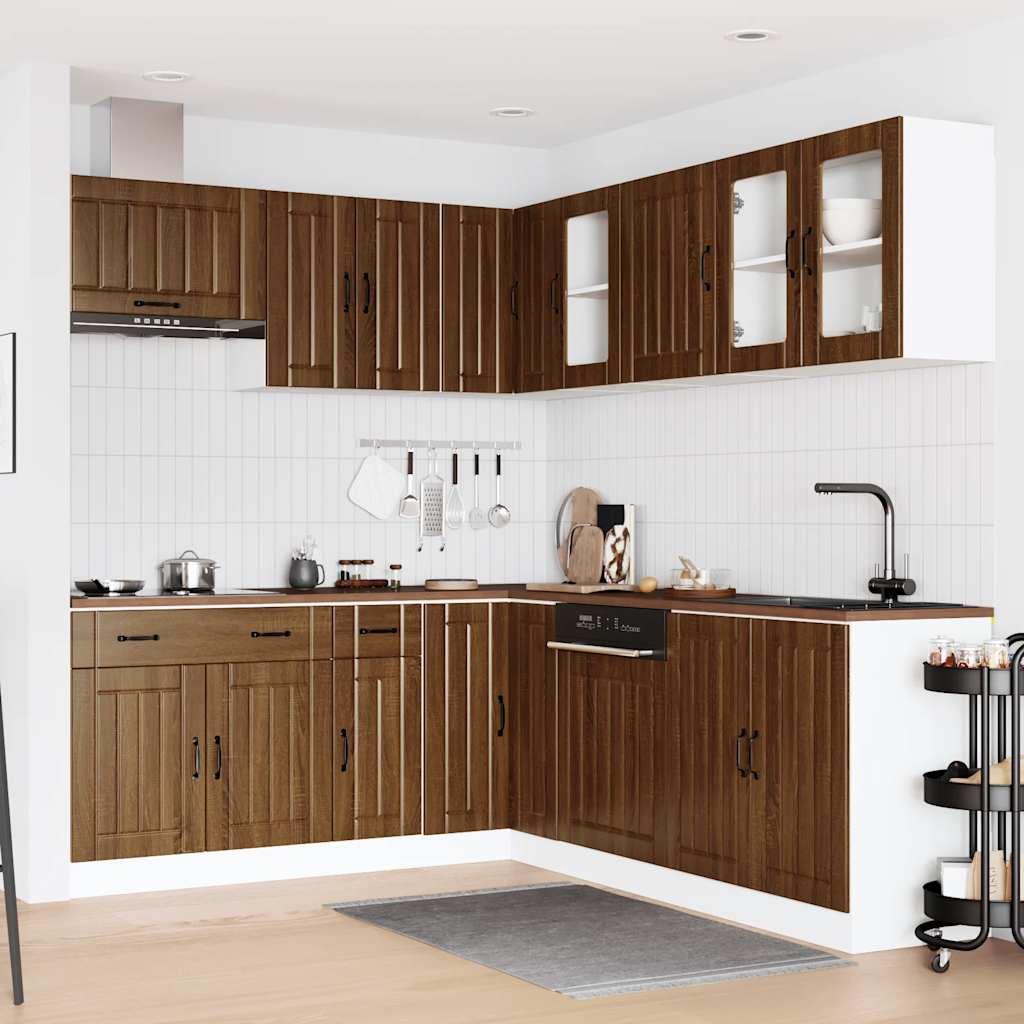 vidaXL Ensemble de 11 meubles de cuisine Lucca Aspect chêne marron Bois d'ingénierie