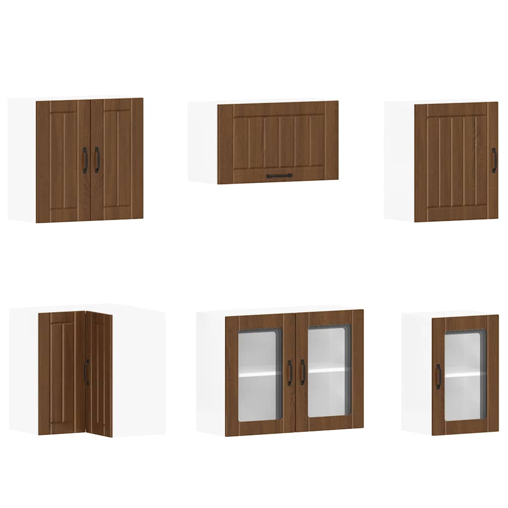 vidaXL Ensemble de 11 meubles de cuisine Lucca Aspect chêne marron Bois d'ingénierie