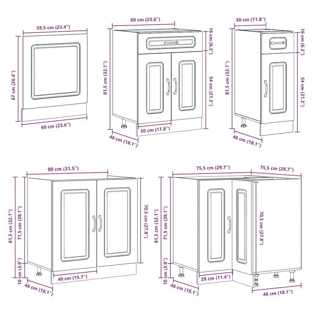 vidaXL Ensemble de 11 meubles de cuisine Lucca Aspect chêne marron Bois d'ingénierie