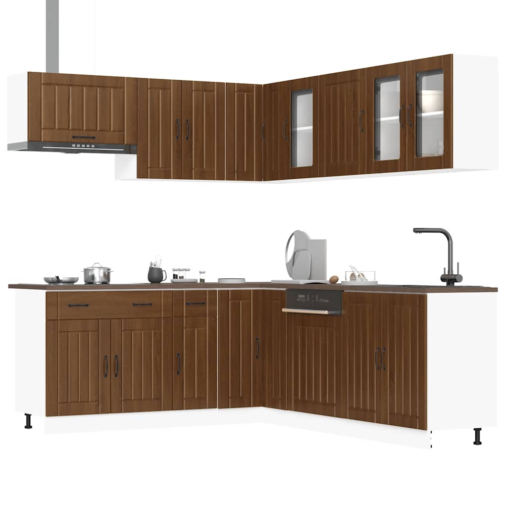 vidaXL Ensemble de 11 meubles de cuisine Lucca Aspect chêne marron Bois d'ingénierie