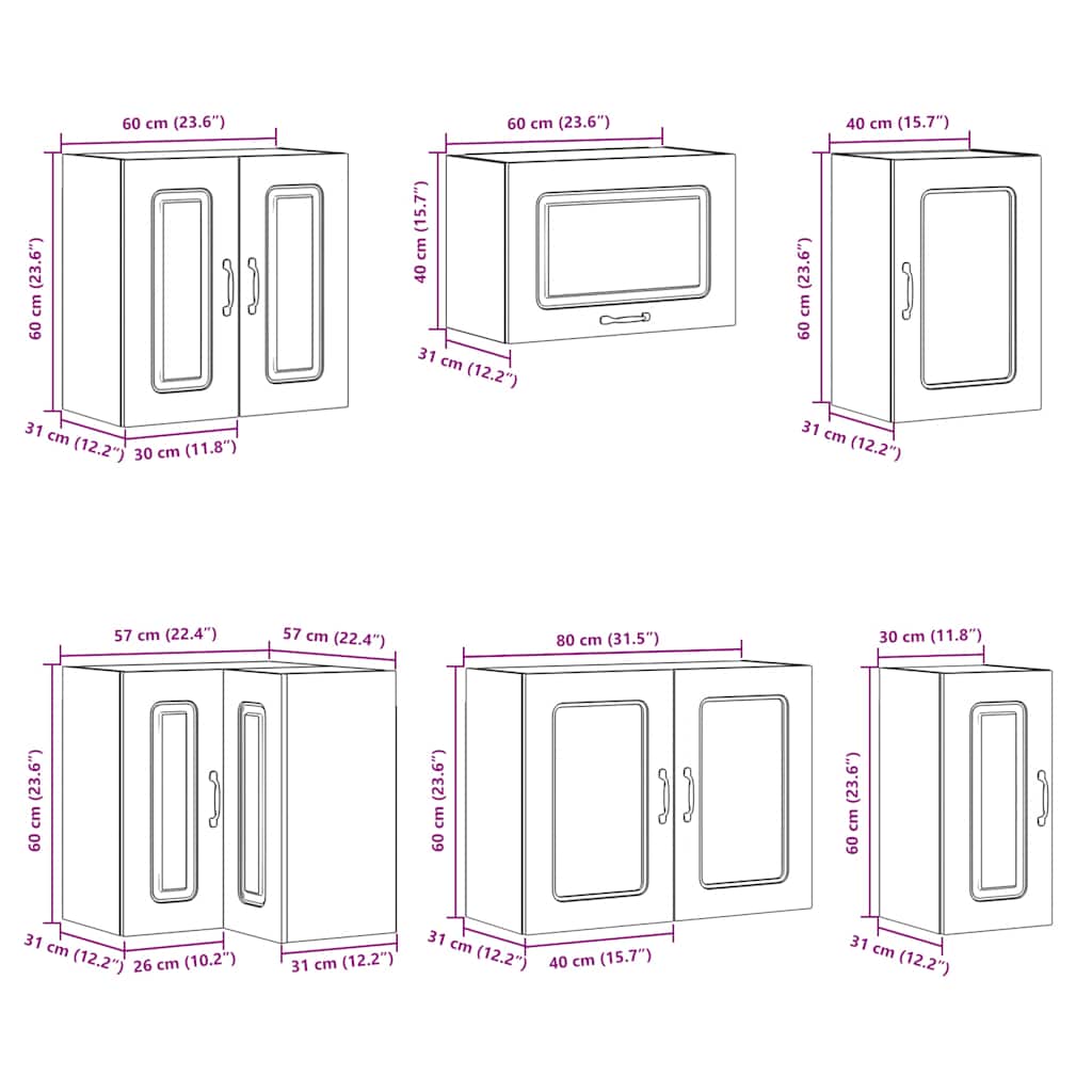 vidaXL 11-tlg. Küchenschrank-Set Lucca Altholz-Optik Holzwerkstoff