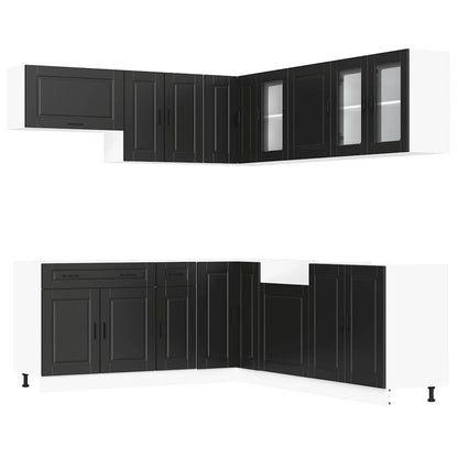 vidaXL Ensemble de 11 meubles de cuisine Porto Noir Bois d'ingénierie