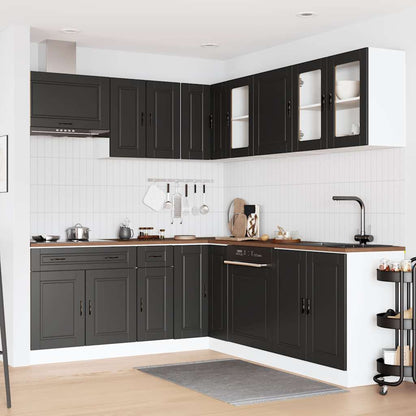 vidaXL Ensemble de 11 meubles de cuisine Porto Noir Bois d'ingénierie