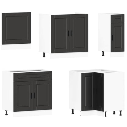 vidaXL Ensemble de 11 meubles de cuisine Porto Noir Bois d'ingénierie