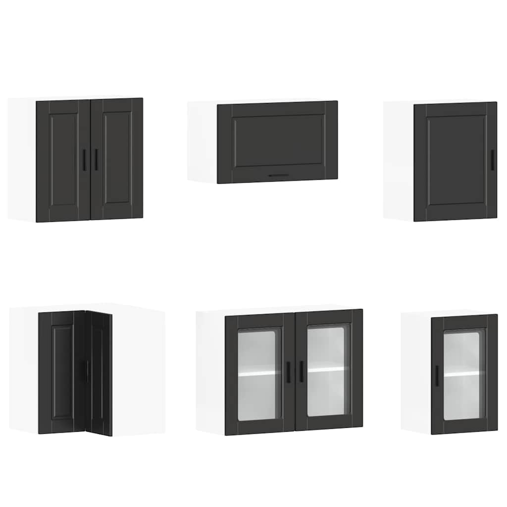 vidaXL Ensemble de 11 meubles de cuisine Porto Noir Bois d'ingénierie