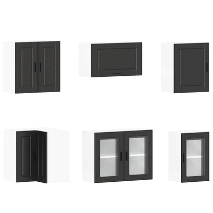 vidaXL Ensemble de 11 meubles de cuisine Porto Noir Bois d'ingénierie