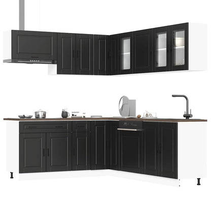 vidaXL Ensemble de 11 meubles de cuisine Porto Noir Bois d'ingénierie