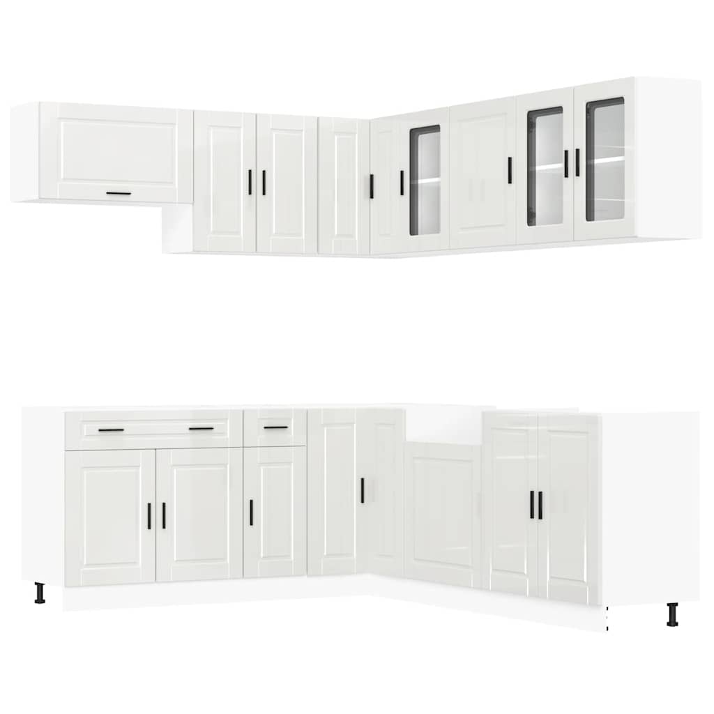 vidaXL 11-tlg. Küchenschrank-Set Porto Hochglanz-Weiß Holzwerkstoff