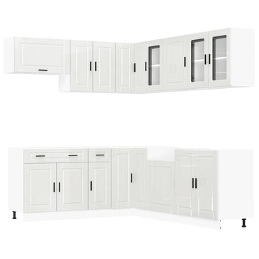 vidaXL 11-tlg. Küchenschrank-Set Porto Hochglanz-Weiß Holzwerkstoff