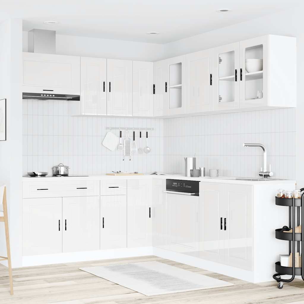 vidaXL 11-tlg. Küchenschrank-Set Porto Hochglanz-Weiß Holzwerkstoff