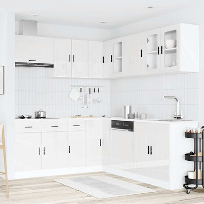 vidaXL 11-tlg. Küchenschrank-Set Porto Hochglanz-Weiß Holzwerkstoff