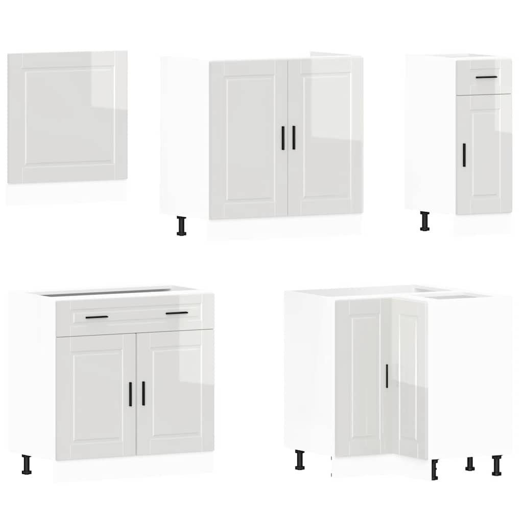vidaXL 11-tlg. Küchenschrank-Set Porto Hochglanz-Weiß Holzwerkstoff