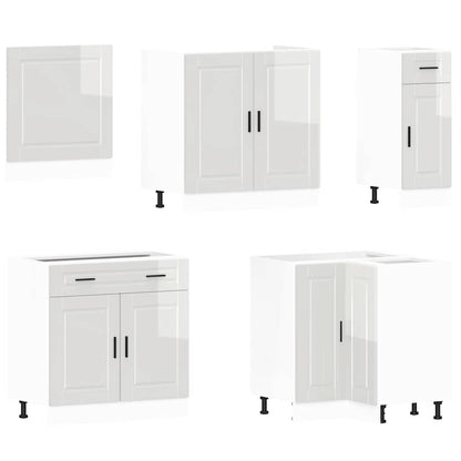 vidaXL 11-tlg. Küchenschrank-Set Porto Hochglanz-Weiß Holzwerkstoff