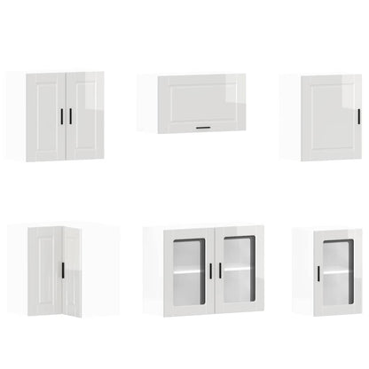 vidaXL 11-tlg. Küchenschrank-Set Porto Hochglanz-Weiß Holzwerkstoff