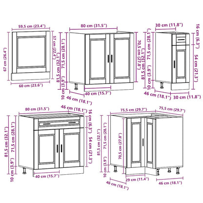 vidaXL 11-tlg. Küchenschrank-Set Porto Hochglanz-Weiß Holzwerkstoff