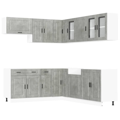 vidaXL 11-tlg. Küchenschrank-Set Porto Betongrau Holzwerkstoff