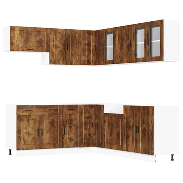 vidaXL 11-tlg. Küchenschrank-Set Porto Räuchereiche Holzwerkstoff