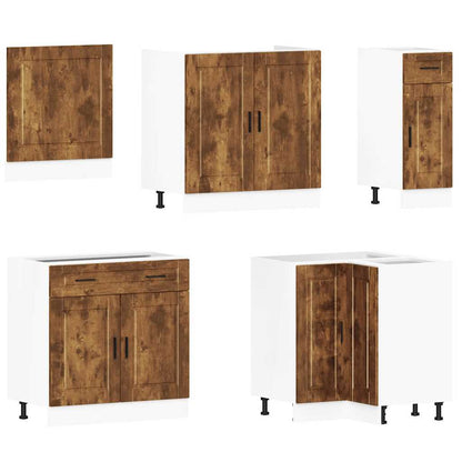 vidaXL 11-tlg. Küchenschrank-Set Porto Räuchereiche Holzwerkstoff
