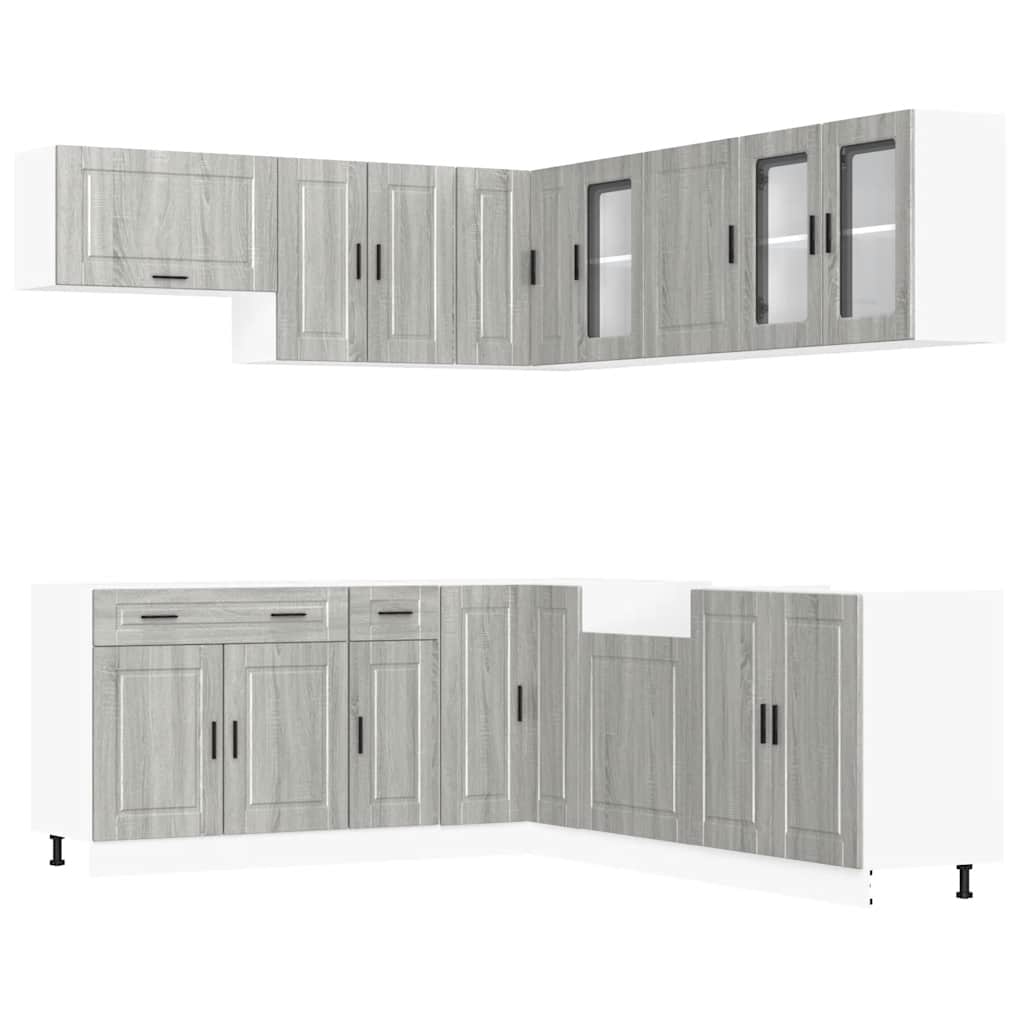 vidaXL 11-tlg. Küchenschrank-Set Porto Grau Sonoma Holzwerkstoff