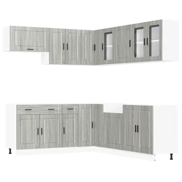 vidaXL 11-tlg. Küchenschrank-Set Porto Grau Sonoma Holzwerkstoff