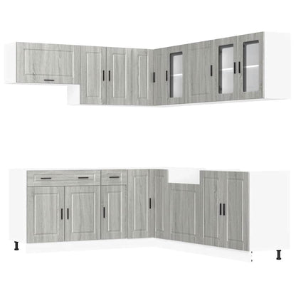 vidaXL 11-tlg. Küchenschrank-Set Porto Grau Sonoma Holzwerkstoff