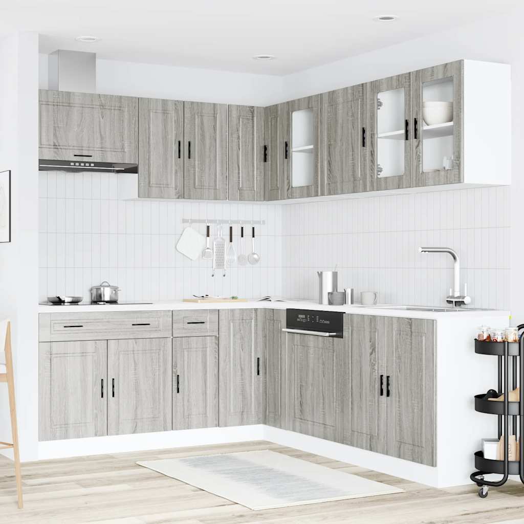 vidaXL 11-tlg. Küchenschrank-Set Porto Grau Sonoma Holzwerkstoff