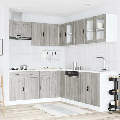 vidaXL 11-tlg. Küchenschrank-Set Porto Grau Sonoma Holzwerkstoff