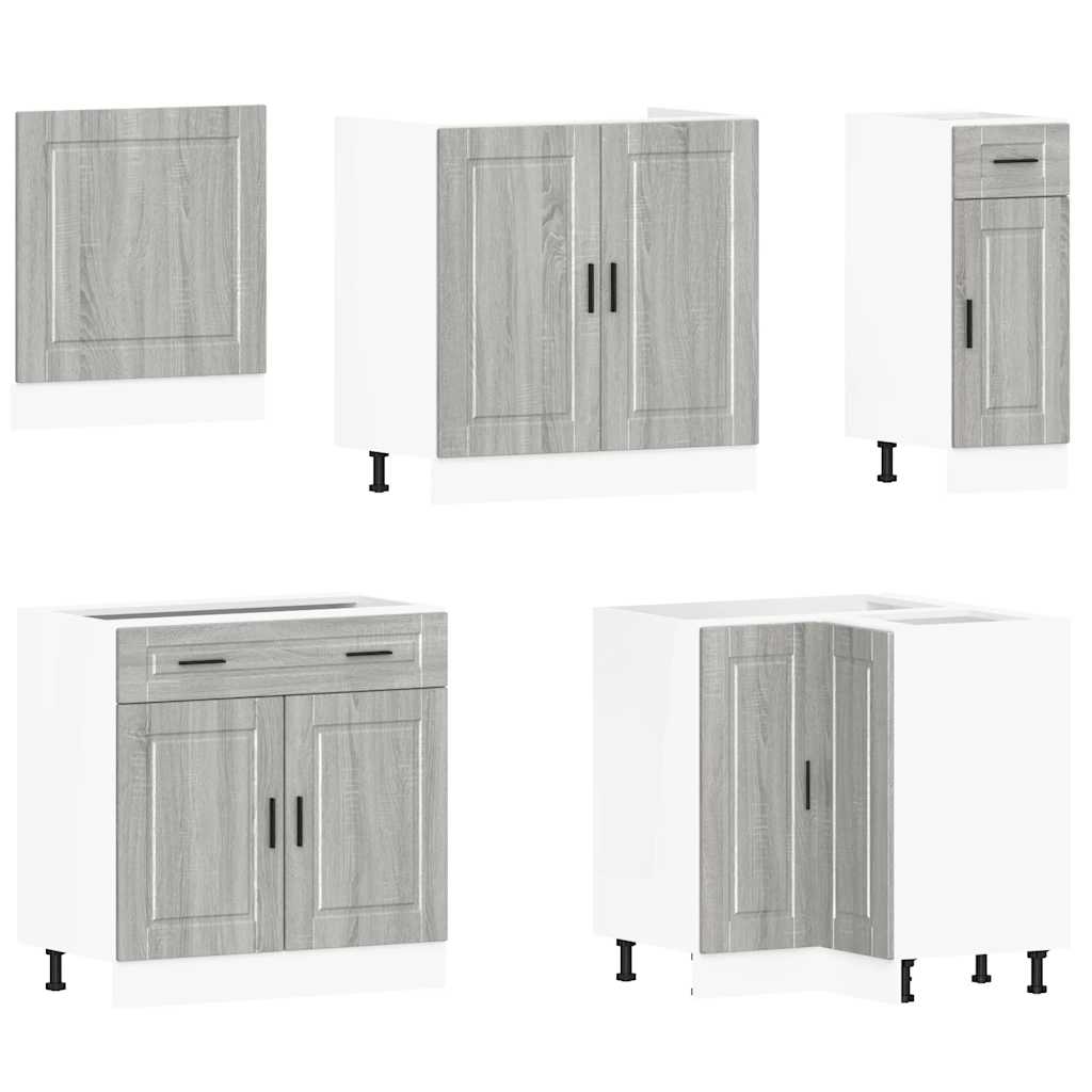 vidaXL 11-tlg. Küchenschrank-Set Porto Grau Sonoma Holzwerkstoff