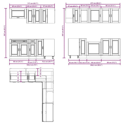 vidaXL 11-tlg. Küchenschrank-Set Porto Grau Sonoma Holzwerkstoff