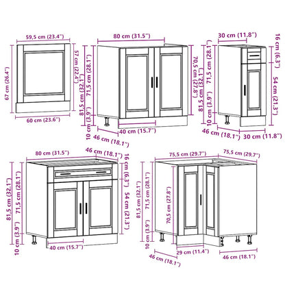 vidaXL 11-tlg. Küchenschrank-Set Porto Grau Sonoma Holzwerkstoff