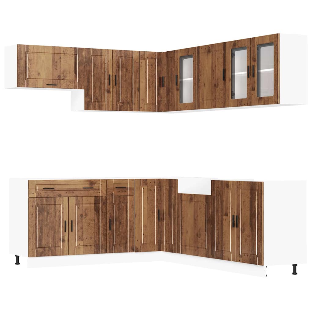 vidaXL Ensemble de 11 meubles de cuisine Porto Aspect vieux bois en bois d'ingénierie