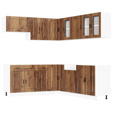 vidaXL Ensemble de 11 meubles de cuisine Porto Aspect vieux bois en bois d'ingénierie