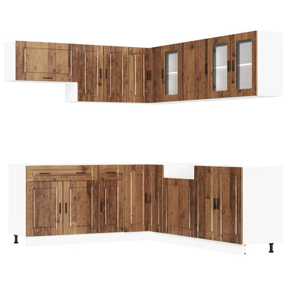 vidaXL Ensemble de 11 meubles de cuisine Porto Aspect vieux bois en bois d'ingénierie