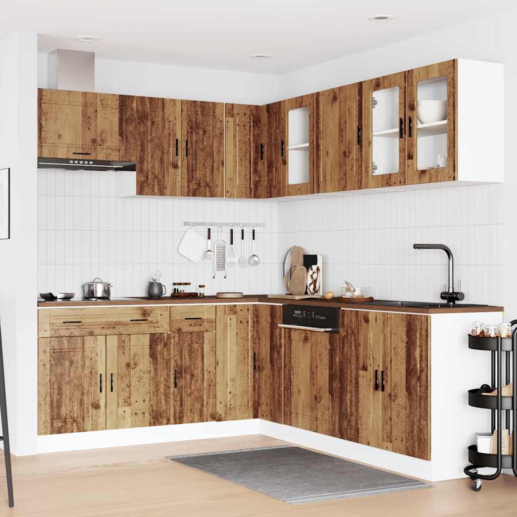 vidaXL Ensemble de 11 meubles de cuisine Porto Aspect vieux bois en bois d'ingénierie