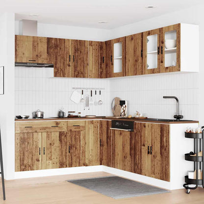 vidaXL Ensemble de 11 meubles de cuisine Porto Aspect vieux bois en bois d'ingénierie